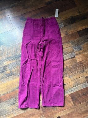 BDG Wide-Leg Corduroy Trousers in Fuchsia